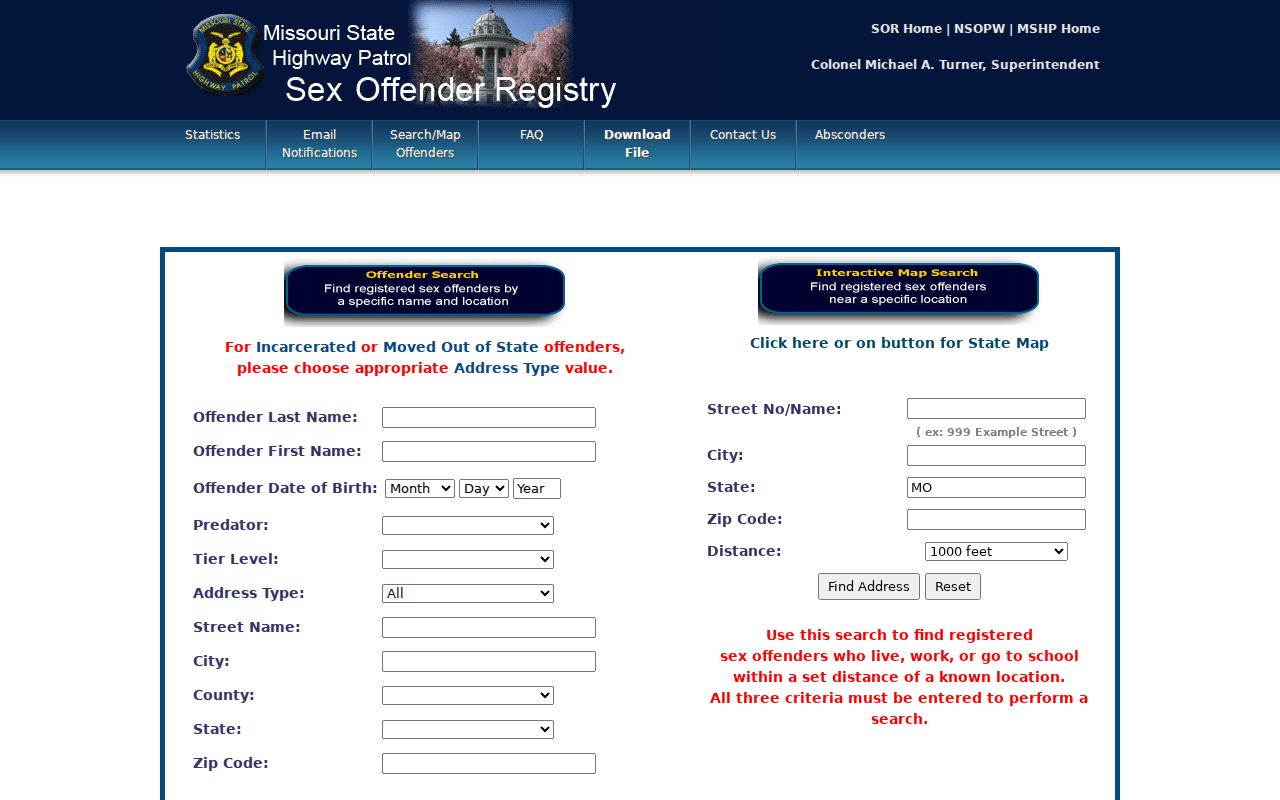 Bollinger County sex offender check in the Missouri registry